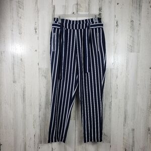 Ci sono navy blue and white striped ankle pants women's size medium
